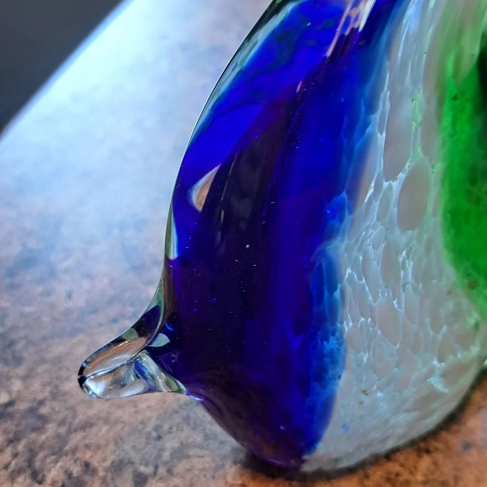 Beautiful Fish Paperweight Blown Glass Figurine Fused Colored Glass
